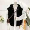 Cardigan fino com capuz para outono e inverno, colete, casaco, design feminino, para garotas mais cheinhas, 10,00 kg-150,00 kg, colete sem mangas solto