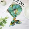 Pañuelo de Seda con Pintura al Óleo Estilo Chino Vintage, Diadema, Cinta de Lazo Alargada, Cuerda para el Cabello, Cuerda para el Cabello de Mujer, Atar Bolsa