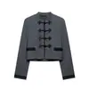 Moda Femenina Europea y Americana Transfronteriza Za Aliexpress Venta Caliente Blazer Elegante con Decoración de Nudo