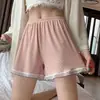 Shorts de Seguridad de Encaje Acanalado Primavera y Verano Zhuji para Mujer, Corte Holgado, Encaje con Bloques de Color, Anti-Exposición, Shorts con Refuerzo de Algodón Puro Venta al por Mayor