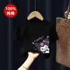 2026 Nueva Camiseta de Algodón Puro Elegante de Manga Corta para Niñas Ropa de Verano para Niñas Mayores Manga Media Niñas Pequeñas Top con Estampado de Dibujos Animados