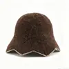 Nuevo sombrero de pescador de punto hueco de mezcla de lana, estilo coreano, moderno y versátil, hace que la cara se vea más pequeña, sombrero tipo cubo estilo hada