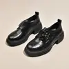 Zapatos Pequeños de Cuero Estilo Nuevo Tacones Gruesos Versátiles Suelas Gruesas Zapatos de una Sola Pieza Estilo Academia JK Mocasines Estilo Británico para Mujer 2026 Primavera/Otoño Aumentadores de Altura