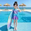 Traje de baño casual para niños, traje de baño de una pieza de secado rápido para entrenamiento de niñas, traje de baño de vacaciones de verano para bebé niña estilo falda de manga corta
