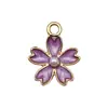 Conjunto Misto de 30 Flores de Cerejeira com Gotejamento de Óleo Roxo, Flor de Cinco Pétalas em Liga Metálica, Acessórios para Pulseira DIY, Laço de Cabelo, Pingente
