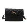 Bolsa Quadrada Pequena Feminina 2025 Nova Moda Laço Textivo Bolsa de Ombro Estilo Ocidental Doce Bonita Simples Bolsa Transversal