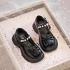 Zapatos de Princesa para Niñas Zapatos Pequeños de Cuero para Niños 2026 Nuevos Zapatos de Perlas para Niñas Suela Suave Lazo Zapatos Individuales
