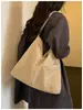 Bolsa grande casual para mulheres, nova moda 2026 outono e inverno bolsa de tecido, bolsa de ombro, grande capacidade, adequada para aula e deslocamento, bolsa transversal