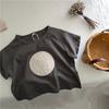 Camiseta Infantil Corea del Sur Manga Corta Verano Estilo Coreano Occidental Suelta Niñas Bebé Lunares Verano Color Sólido Camisa
