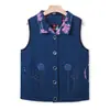 Chaleco Bordado Floral con Solapa de Abuela Ropa Exterior Chaleco Caballo de Aire Moda para Mujeres de Mediana Edad y Mayores Nuevo Chaleco de Mezclilla Primavera Ropa para Mujer