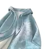 Suéter Cardigan Grande Tamanho Exportação Transfronteiriça Masculino Outono Tendência Americana Solto Com Capuz Tie-Dye Jaqueta Suja Ins