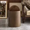 Cesta de Papel Estilo Chino al por Mayor Fabricante Retro Imitación Madera Doble Cubo de Basura Set para Uso Doméstico Nuevo Gran Capacidad para Sala de Estar y Cocina