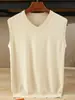 Chaleco de Punto con Cuello en V para Primavera y Otoño para Hombre Color Sólido Adelgazante Único de Capas Camiseta sin Mangas Versátil de Temperamento Talla Grande Capa Base