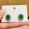 Brincos Ovais de Zircônia Estilo Hong Kong Retro Levemente Luxuosos para Mulheres, Brincos Elegantes de Nicho de Alta Qualidade para Celebridades da Internet, Acessórios de Orelha Simples e Versáteis