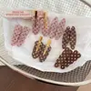 Set de Pasadores para el Cabello con Puntos Polka Marrón-Rosa y Borde Ondulado Vintage, Pinza de Pico de Pato con Textura de Acetato, Pinza Suave Francesa para Flequillo Lateral
