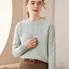 Camisa de Base de Tricô de Cashmere Torcido de Corpo Inteiro para Mulheres, Top de Gola Redonda de Manga Longa, Solto, Moderno, Quente e Versátil, Grosso