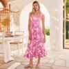 Moda Transfronteriza Verano 2026 Nuevo Estilo para Mujer Chica Popular Vestido de Rayón/Estampado Europeo y Americano con Tirantes Off-Shoulder en Múltiples Colores
