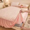 Saia de Cama e Colcha Classe A Dois em Um Colcha de Leite para Outono e Inverno Saia de Cama Espessa Quente Antiderrapante Conjunto de Três Peças