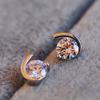 Pendientes de moda con circonitas Moon Bay bañadas en plata y cobre, pendientes coreanos, pendientes Tanabata, regalo de San Valentín para novia.