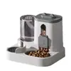 Tigela para gato, tigela para cachorro, recipiente para ração de gato, tigela dupla, dispensador automático de água e ração, comedouro automático integrado, balde de armazenamento de ração para gatos e cachorros