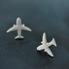Pendientes de plata de ley 925, modelo de avión, pendientes cepillados, venta al por mayor, joyería coreana de plata de ley, pendientes Joker