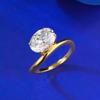 Anillo de diamantes con forma de huevo de paloma de viento de Mu Jing Jewelry, de moda básica, de 8 x 10 mm, de plata S925, estilo europeo y americano.