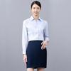 Camisa de Manga Larga para Ropa de Negocios, Femenina, Slim, Camisa Rayada Azul Claro, Ropa de Trabajo Formal de Negocios al Por Mayor