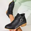 Botas Martin Estilo Británico Retro para Mujer 2026 Nuevo Llegada Otoño/Invierno Punta Puntiaguda Hebilla Tacón Medio Cremallera Lateral Botines Chelsea