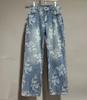 Jeans Feminino Lavado Floral Solto de Cintura Alta de Design Nicho Floral Retro