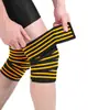 Suministrado directamente por el fabricante, rodilleras deportivas y de fitness para hombre, vendajes elásticos para sentadillas, vendas para las piernas de powerlifting para proteger las rodillas