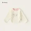 Roupa Infantil Bangxuan Primavera e Outono Manga Longa Slim Fit Color Block Roupa Íntima para Meninas Bordado de Frutas Camiseta para Crianças Pequenas