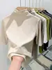 H342 Cuello semialto, manga tres cuartos, camiseta de manga corta, nuevo top popular para mujer, camiseta base protectora solar para mujer