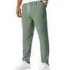 Pantalones Largos Transpirables Rectos Multicolores con Cordón de Lino Imitación Estilo Europeo y Americano, Bambú Delgado, Holgados, para Casa, Casual, Deportivos, en Stock