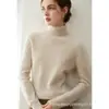 Suéter de cachemira 100% de punto plano clásico de color liso, cuello alto, 12 puntos, para venta al por mayor