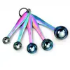Conjunto de Colheres de Aço Inoxidável Metal Ponta Quadrada Cauda Quadrada Colheres Medidoras Utensílios de Confeitaria Ferramentas de Cozinha Atacado Redondo