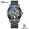 Reloj Mecánico Dawn Hollow para Hombre, Transmisión en Vivo Transfronteriza Completamente Automático para Hombre Impermeable Correa de Acero Reloj Mecánico Luminoso