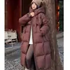 Jaqueta de plumas acolchoada grossa de alta qualidade estilo coreano para mulheres, novo modelo de inverno, corte solto, casaco longo de algodão que ultrapassa o joelho