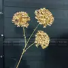 Flores de Nochevieja, Flores Artificiales Doradas, Eucalipto Dorado, Hortensia, Abanico Dorado, Hojas de Ginkgo, Cubo de la Fortuna, Arreglo Floral, Hojas, Flores de Plástico