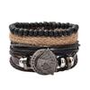 Pulsera de cuero transfronteriza 2023, accesorios de aleación de póker con corazón de melocotón, pulsera vintage DIY para hombre