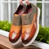 Zapatos de Cuero para Hombre de Talla Grande Estilo Business Casual Brogue con Cordones Zapatos Formales para Hombre Suela Suave Cómodos Estilo Británico Zapatos para Hombre