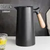 Hervidor Aislado Estilo Europeo de 1L Botella de Agua Caliente para el Hogar Botella Aislada Mango de Madera Gran Capacidad Hervidor de Agua Caliente