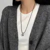 Estilo Minimalista Genial Metal Brillante Gota de Agua Cordón de Cuero Negro Collar Lujo Ligero Personalidad Avanzada Cadena de Lana Ajustable