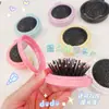 Peine Pequeño Plegable de Masaje con Espejo de Maquillaje para Mujer, Peine Pequeño con Cojín de Aire para el Corazón de la Niña, Portátil