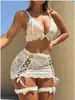 Comércio Exterior Transfronteiriço Sutiãs Estilo Europeu e Americano, Lingerie Sexy, Roupa de Dormir Sexy Feminina de Renda com Recortes de Três Pontos, Atacado de Fábrica