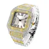 Reloj Missfox Popular Europeo y Americano Escala Romana Moda de Gama Alta Hip-Hop Diamante Totalmente Diamantado Cuadrado Reloj para Hombre