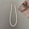 Elegante collar de perlas de imitación tejidas a mano con diseño de hada que ondea en la clavícula, estilo retro francés, ideal para novias y celebridades de Internet.