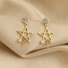 Brincos de Estrela e Lua de Ouro Real Banhados a Cobre/Brincos de Prata Esterlina com Zircônias Embutidas Estilo Tampa de Suporte Vazio Acessórios para Brincos DIY