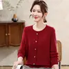Suéter de Punto para Mujer Primavera y Otoño 2026, Corte Holgado, Tallas Grandes, Cuello Redondo, Moderno y Casual, Suéter Versátil para Mujeres de Mediana Edad y Mayores