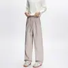 Calça listrada vertical estilo old money para homens, coleção primavera e verão, calça longa retrô high-street, corte reto, modelagem solta, com uma vibe relaxada e casual.