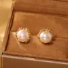 Brincos de Agulha de Prata S925 em Alta no Tiktok com um Toque de Luxo, Brincos de Pérola Mabe com Zircônia Microincrustada, Brincos Exquisitos e Modernos de Temperamento